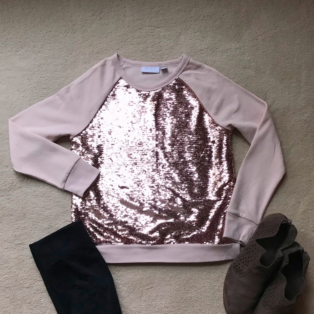Childrens Place Reversible Sequin Pink Sweatshirt